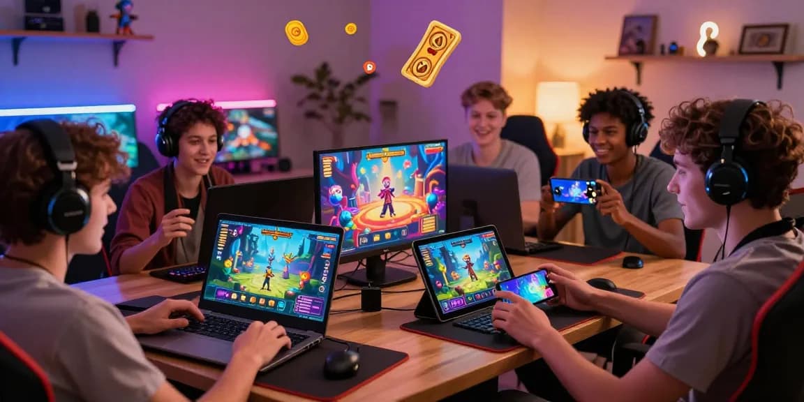 Engaged players enjoying porn games online in a vibrant gaming lounge.