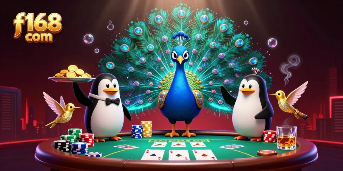 Engage with f168 com and enjoy vibrant casino action, featuring a rich poker scene with luxurious characters.