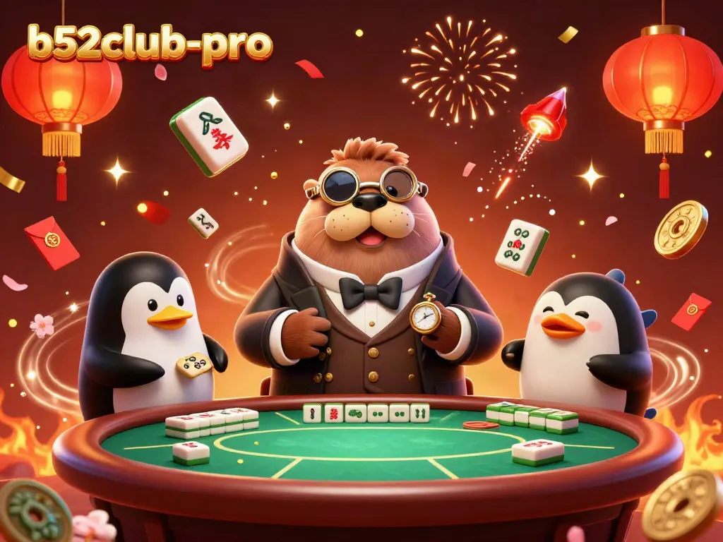 Experience thrilling gameplay at b52club-pro with a joyful walrus in a whimsical poker scene