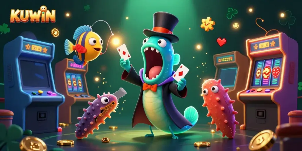 Experience the magical gaming world of KUWIN with vibrant characters and casino action.