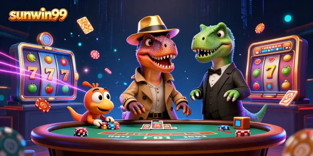 Experience excitement at sunwin99 with a velociraptor card counter and thrilling casino elements.