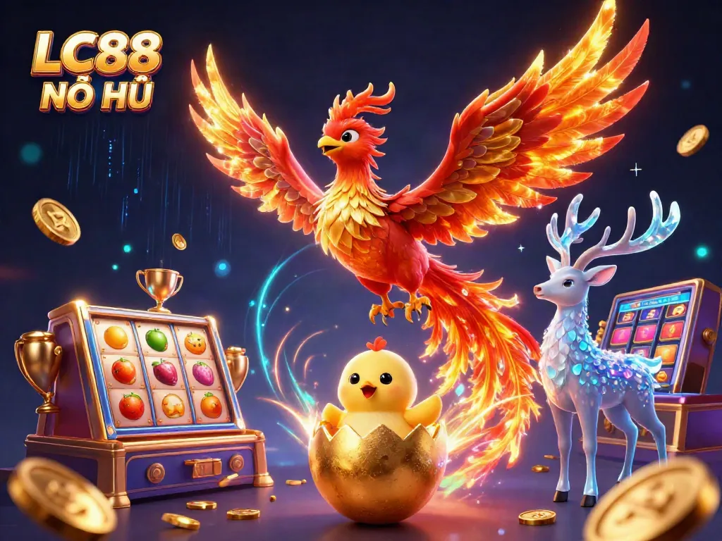Experience the thrill of winning in LC88 NỔ HŨ slots with vibrant symbols and engaging characters.