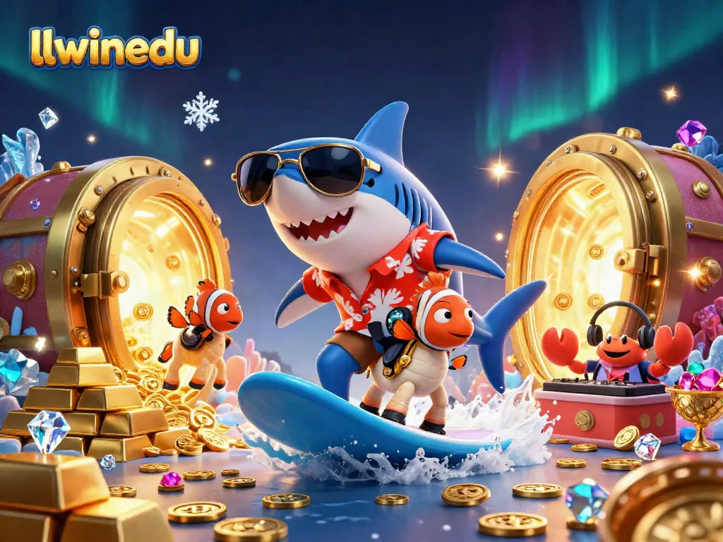 Experience thrilling gameplay at llwinedu with a vibrant 3D underwater gambling scene featuring cartoon characters and treasures.