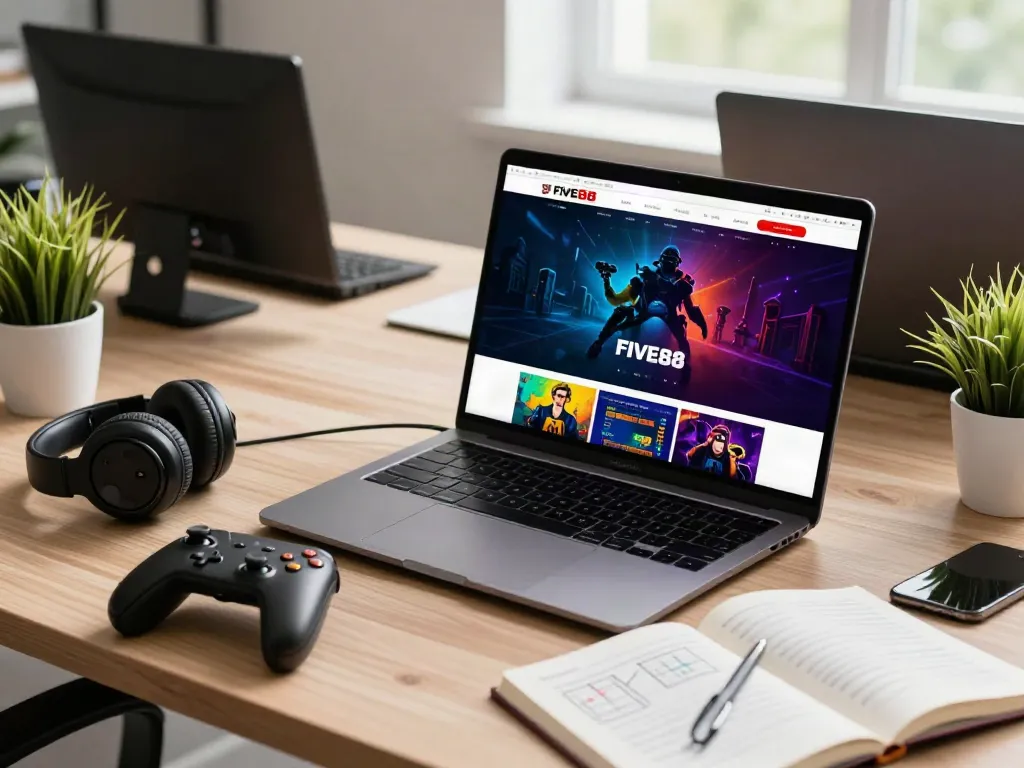 Online gaming environment featuring the FIVE88 platform with colorful graphics and accessories for an engaging experience.