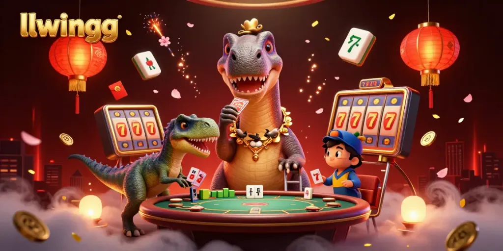 Engage with a vibrant casino scene showcasing llwingg's dynamic gaming elements and lively characters.