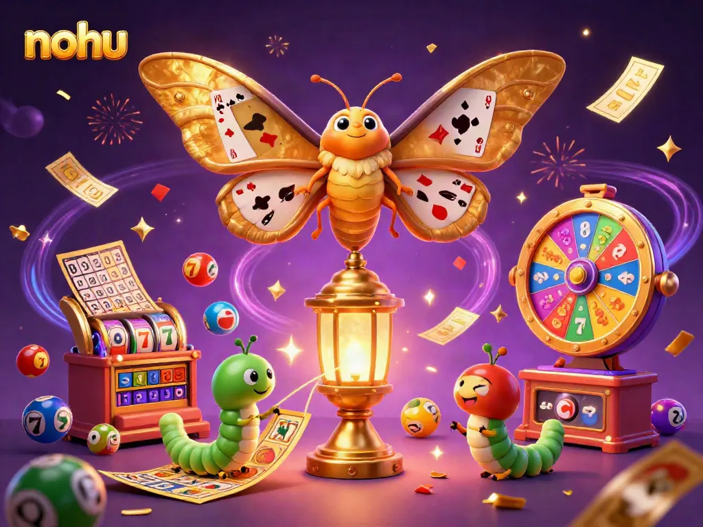 Nohu slots come alive with colorful reels, jackpot features, and vibrant casino elements in an engaging digital art.
