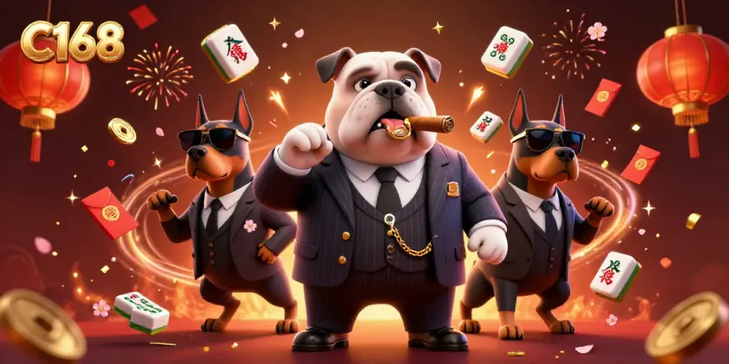Experience excitement at C168 with the mafia boss and his bodyguards amidst vibrant casino elements.
