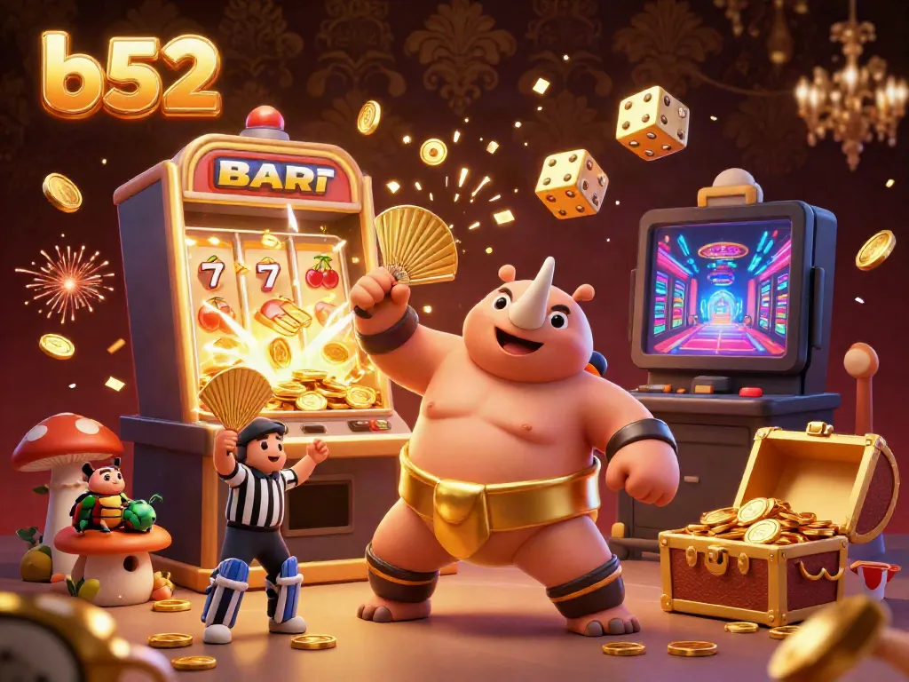 Experience b52 gameplay and excitement with a colorful casino scene featuring captivating characters and dynamic visuals.