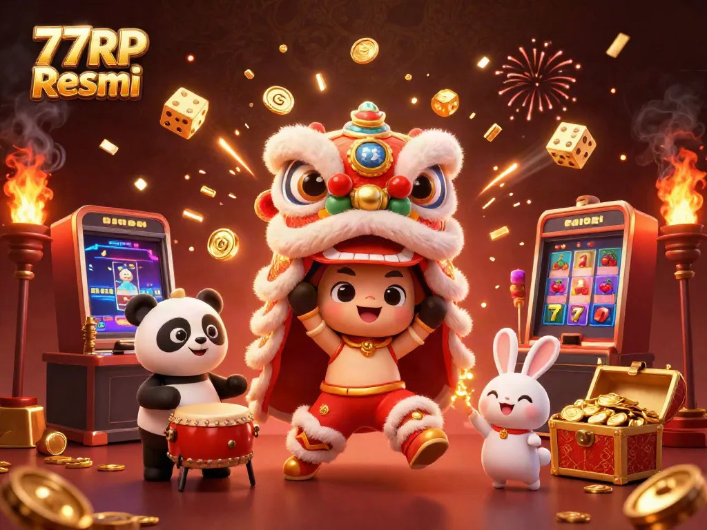 Experience fun at 77RP Resmi with vibrant 3D characters playing casino games.