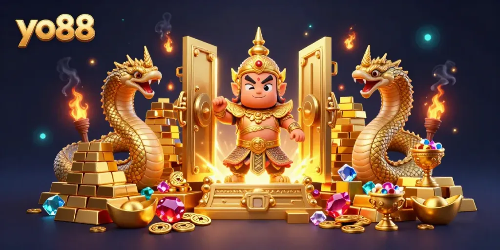 Engage with thrilling gaming adventures at yo88 with stunning treasure vault elements and vibrant gold.