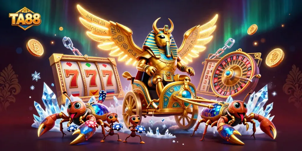 Engage with TA88's vibrant casino world through dynamic gambling elements and captivating characters.