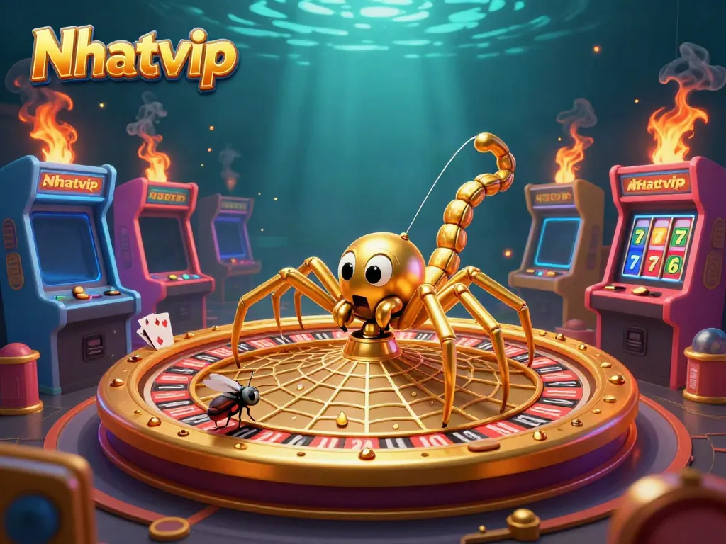 Experience the excitement of Nhatvip casino with this vibrant illustration of a spider-themed roulette.