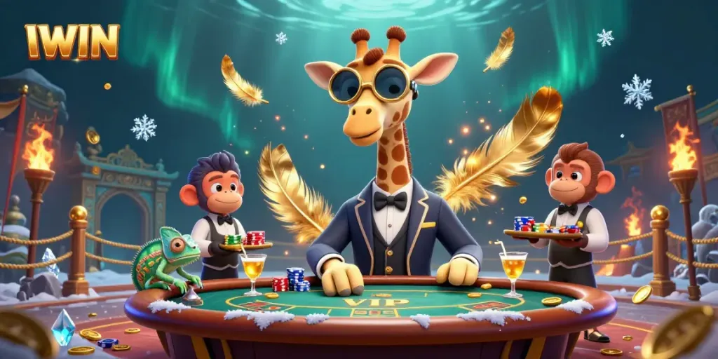IWIN brings high roller action with vibrant characters in a lavish casino setting.