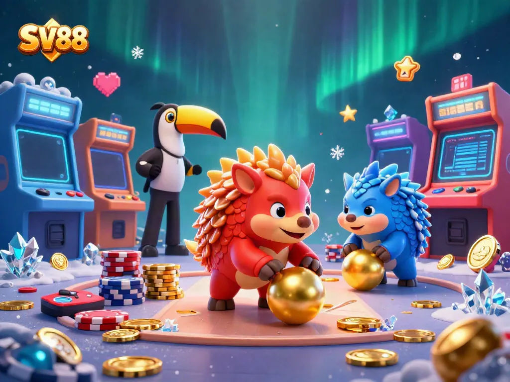 SV88 pangolins competition in a vibrant casino scene filled with exhilarating gaming elements.