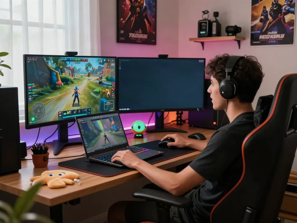 Engaged player at KILAT404 gaming setup showcasing an immersive online gaming experience.