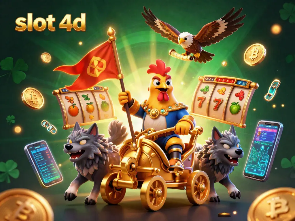 Mainkan slot 4d dengan keseruan karakter pada ilustrasi kasino digital yang penuh warna dan detail.